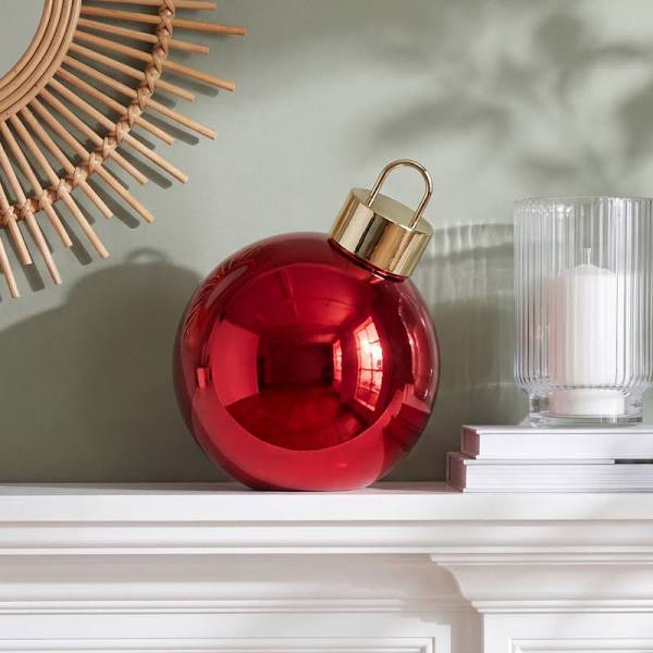 Red Glass Oversized LED Ornament