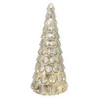 Christmas Tree Glass Silver LED 9.5"
