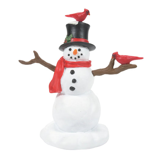 Christmas Village Cardinal Snowman