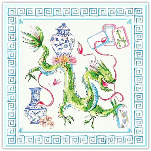Green Dragon with Blue Border Square Placemat