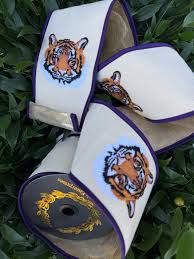 Tiger Embroidered Canvas Ribbon-John Mark Enterprises